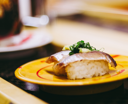 Conveyor belt sushi, sushi